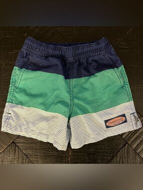 Vineyard Vines Boys Navy & Green Colorblock Swim trunks Size 3T